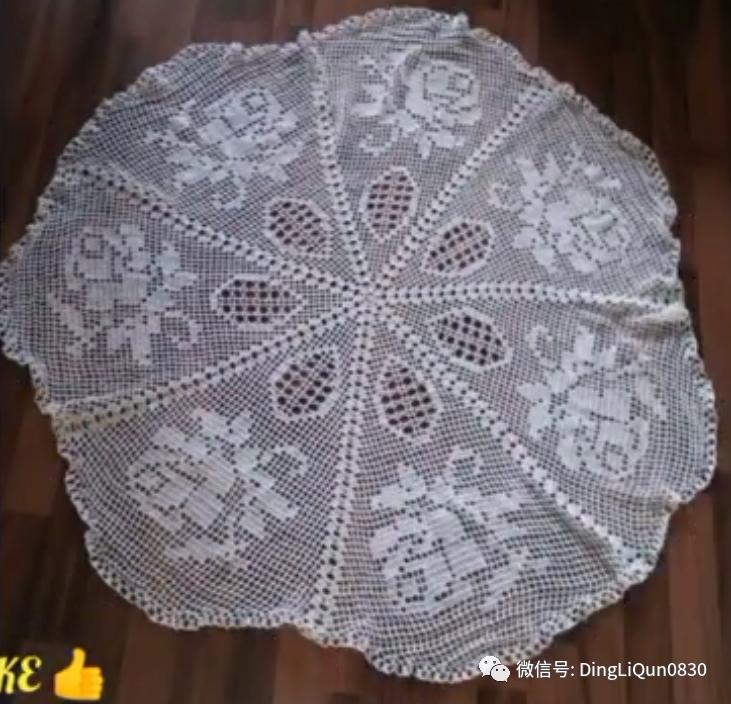 针织钩花小桌布,毛线编织钩花桌布图案