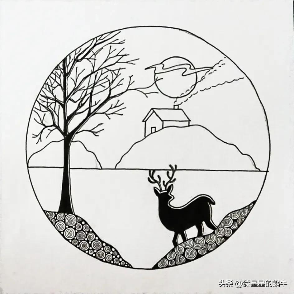 线描画黑白写生教程,线描中的黑白对比学生作品