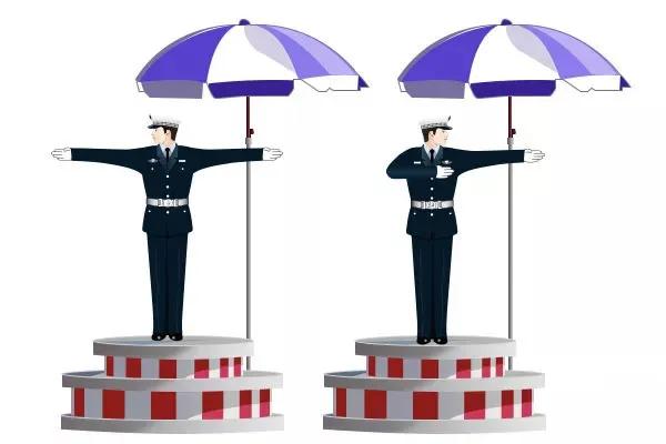 交警手势是脸朝哪边指挥哪边吗,交警指挥交通的手势有哪几种