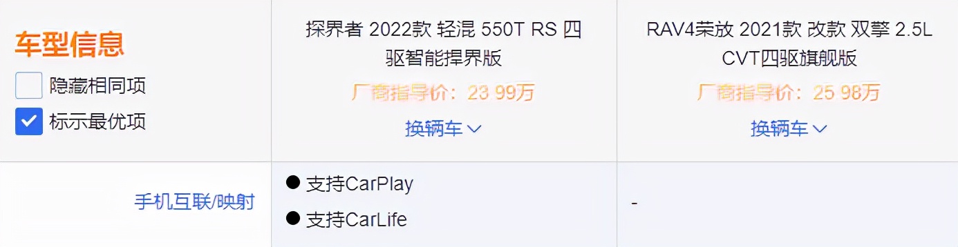 雪佛兰探界者2021与荣放,雪佛兰探界者驰界版和丰田荣放