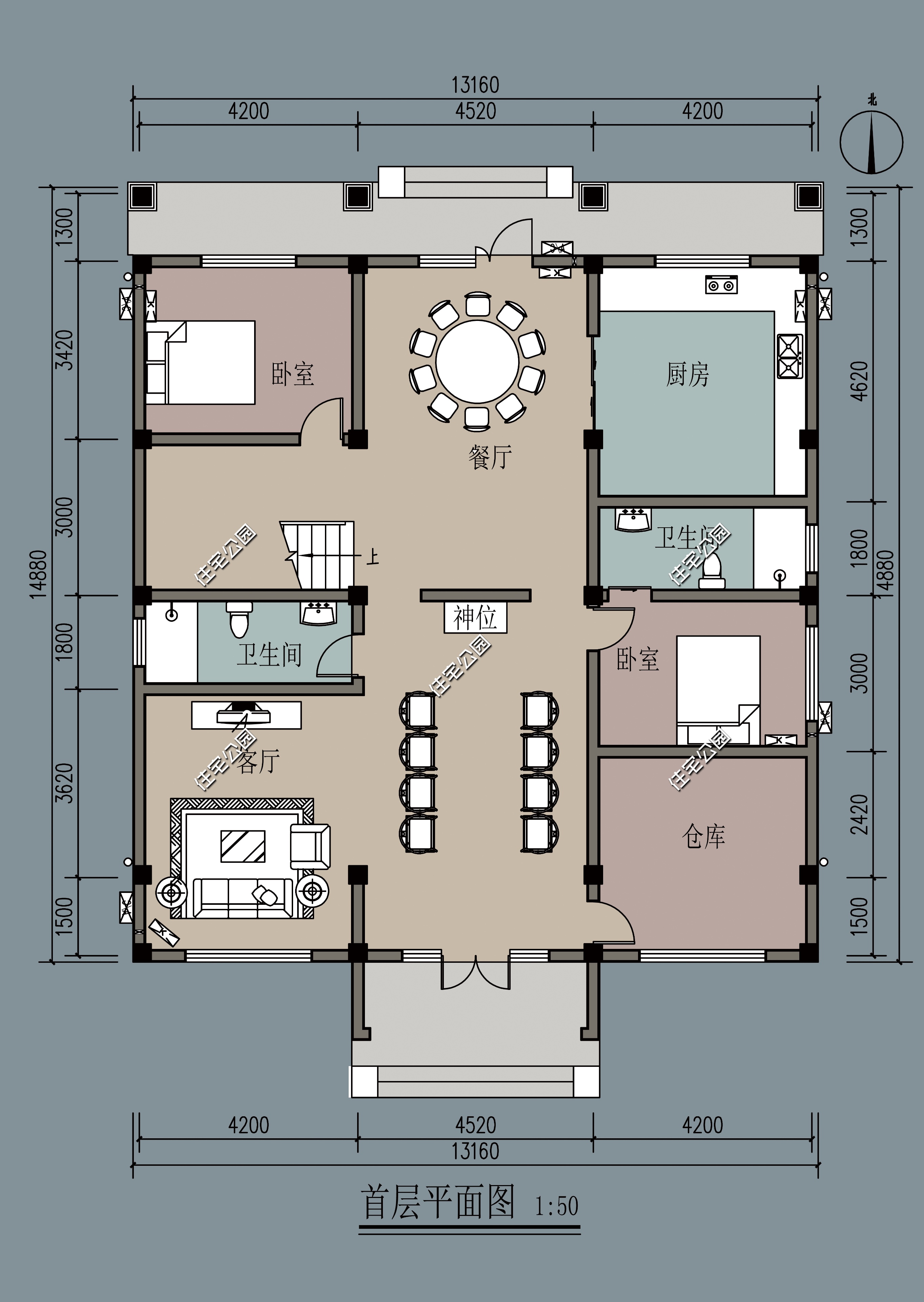 农村自建房二层对称小别墅外观图,开间12.8进深9.9二层别墅怎么设计