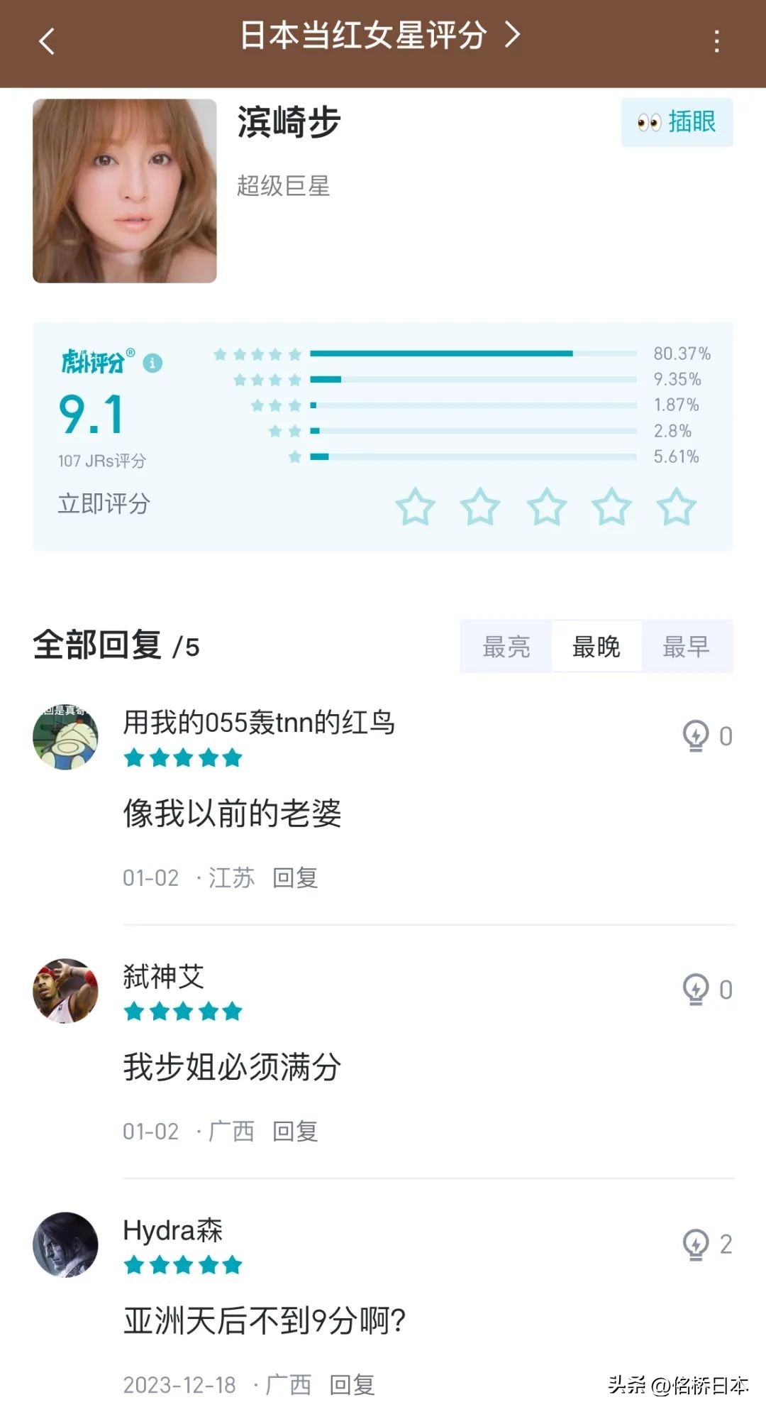 日本宅男喜爱的女明星,虎扑女明星颜值排行
