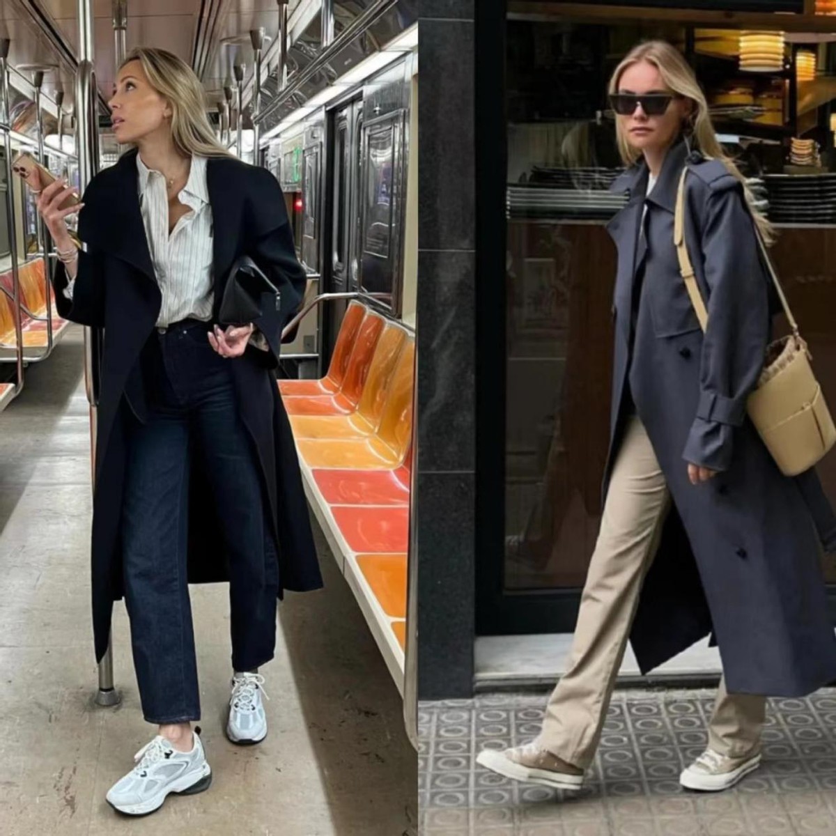 风衣穿搭女秋季搭配百褶裙,秋季风衣御姐风穿搭