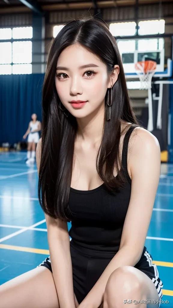 手中拿着篮球ai绘画,打篮球的男生和女生绘画教程