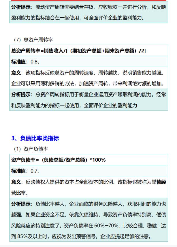 财务分析基本知识点,财务分析必背知识