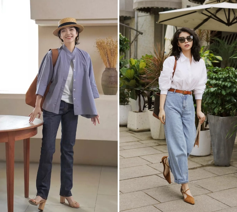 牛仔裤衬衣怎么穿好看,衬衫宽松牛仔裤怎么穿才好看