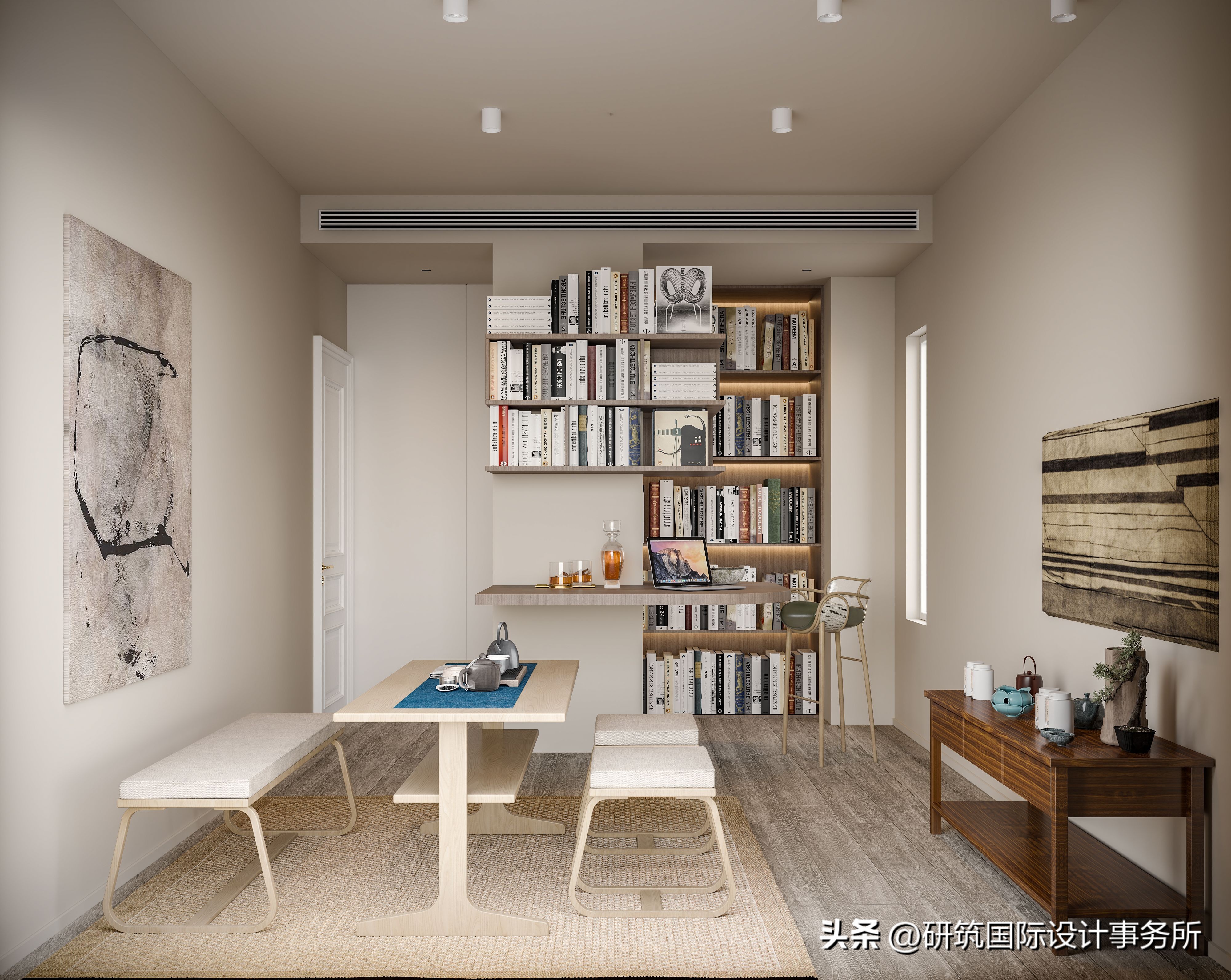 180平中式混搭,经典美式风格家具搭配墙面效果图