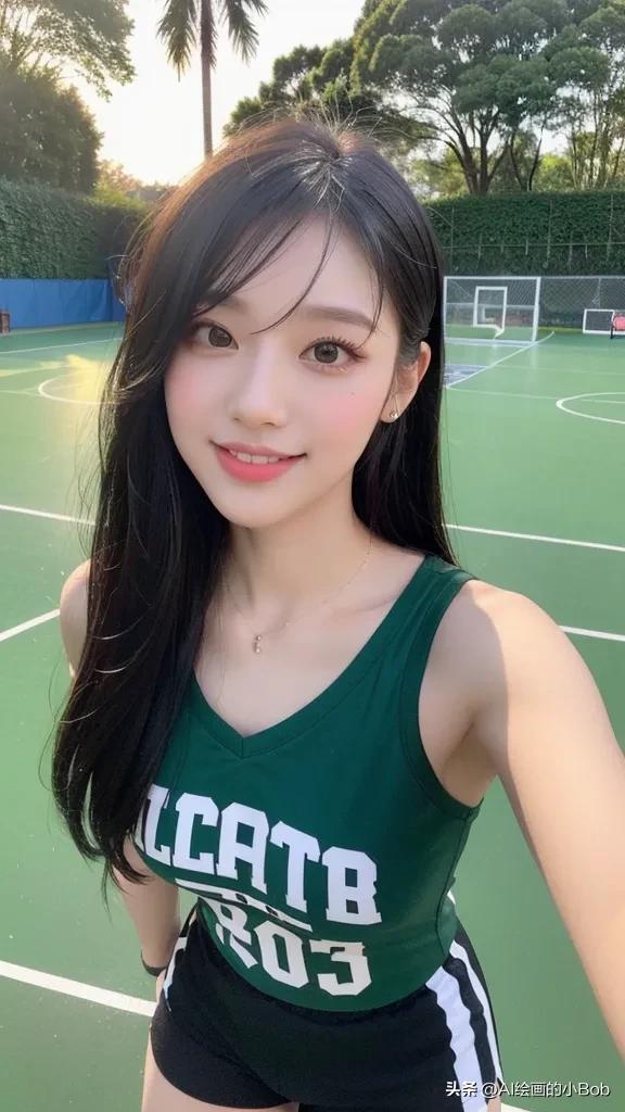 手中拿着篮球ai绘画,打篮球的男生和女生绘画教程