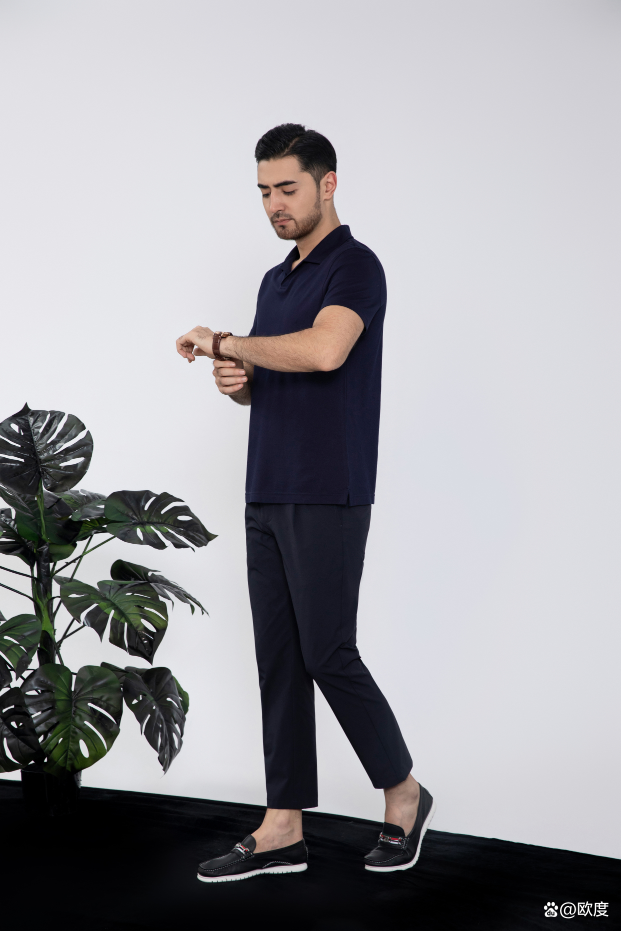 秋冬款商务polo,气质男士夏季修身polo衫