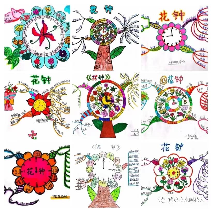 三年级下册语文花钟思维导图简单,三年级下册第13课花钟做思维导图