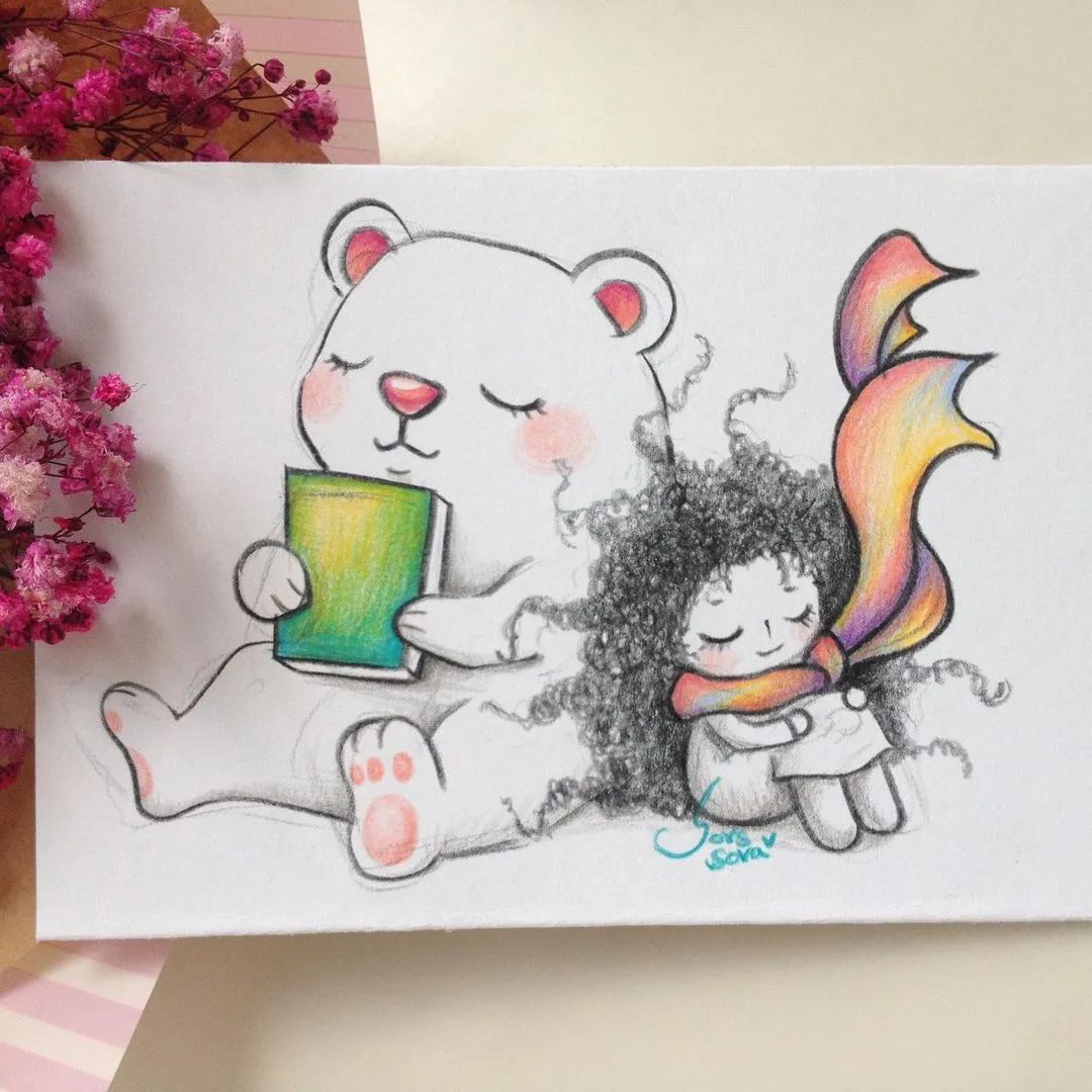 彩铅绘画7-15岁简笔画可爱又简单,可爱彩铅简笔画简单的少女