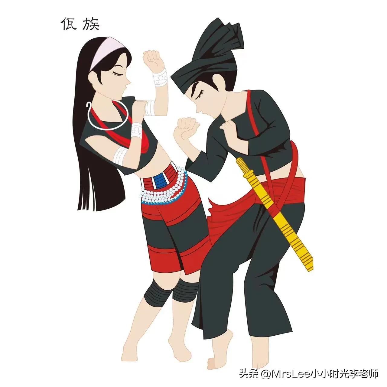 56个民族插图单人,56个民族插图画