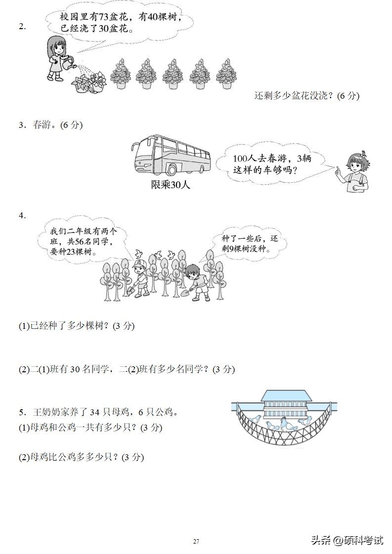 人教版一年级下册数学期末试卷,一年级数学下册期末总复习带答案