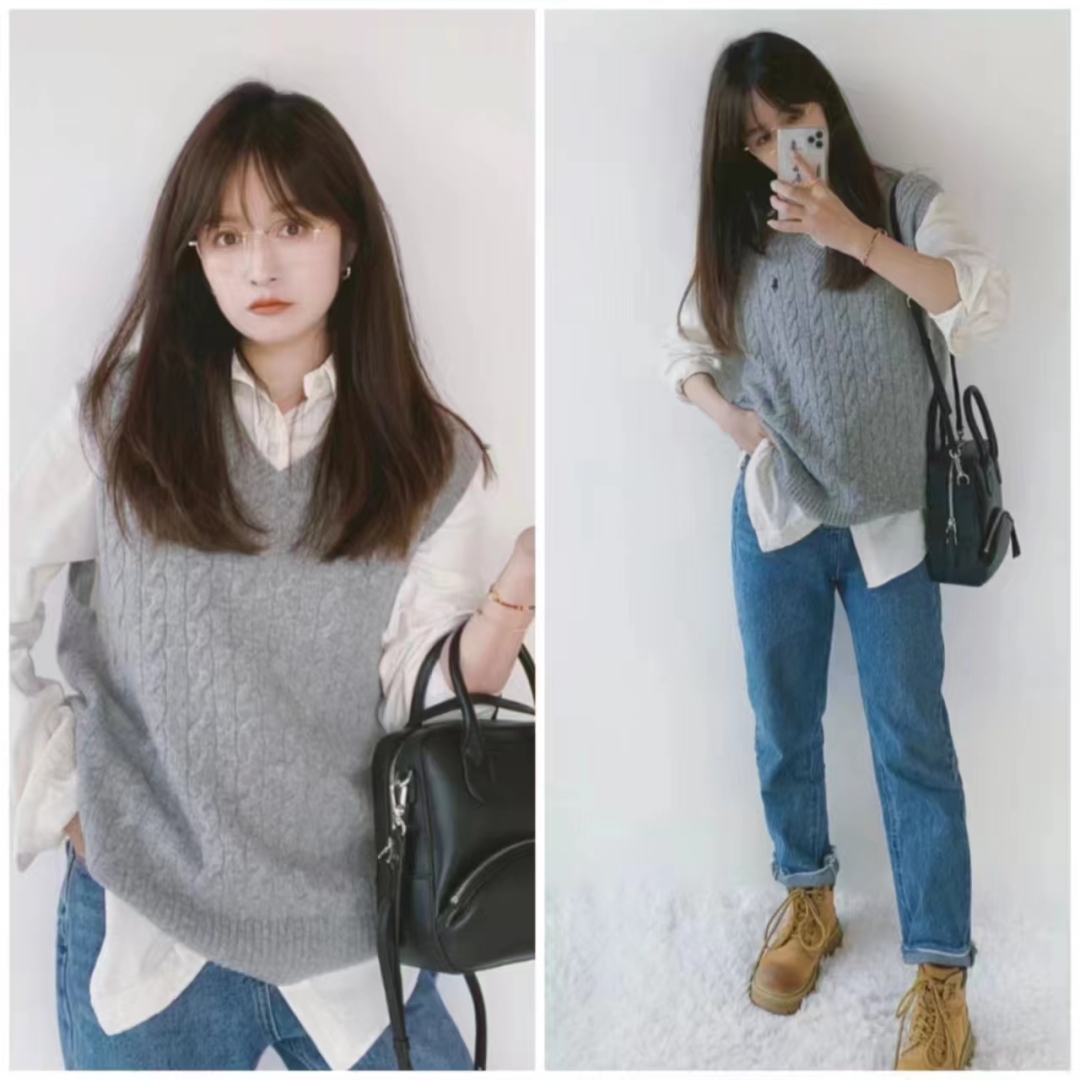 外穿洋气马甲搭格子衬衣,衬衫马甲叠穿什么外套