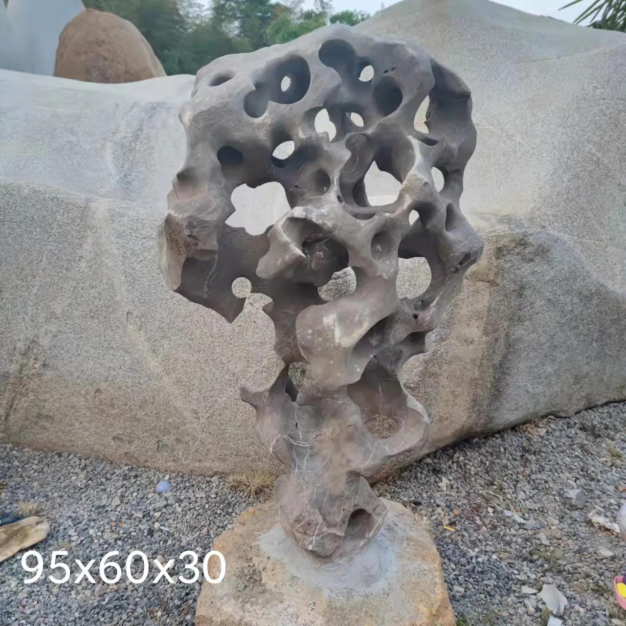 太湖石鱼池造景农村庭院 (太湖石庭院观景石园林造景石)