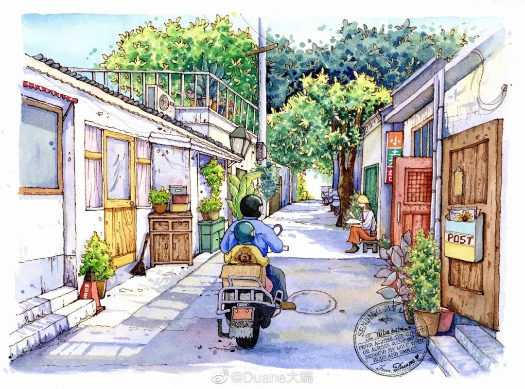 95后女孩画山水画,95后女大学生画山水课堂