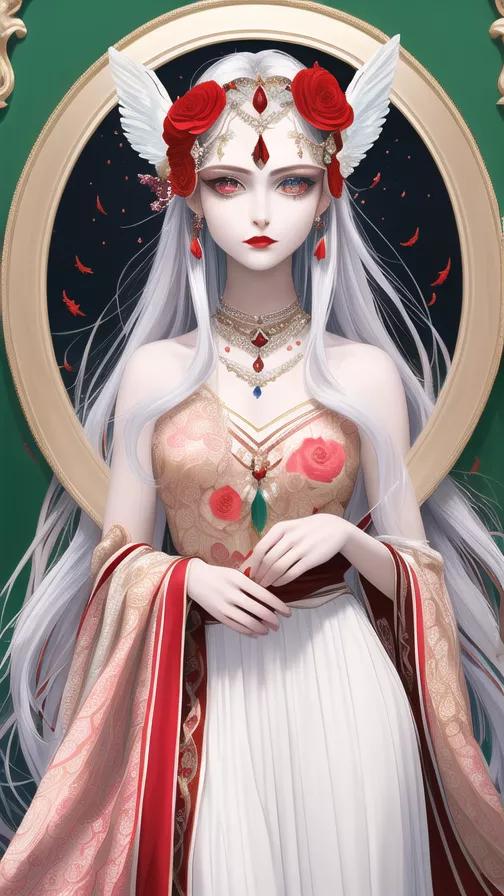 ai绘画白色长头发二次元美女,ai绘画美女二次元动漫图片