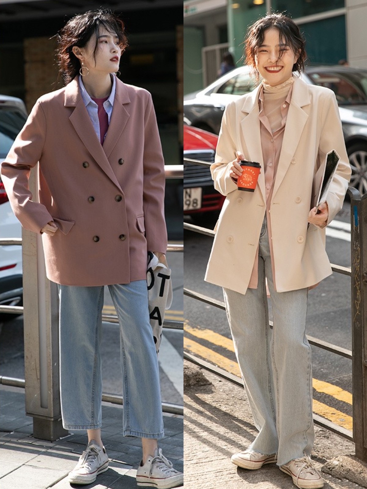 藏蓝色裙子搭配什么颜色外套好看,春款时尚气质女装外套百搭洋气