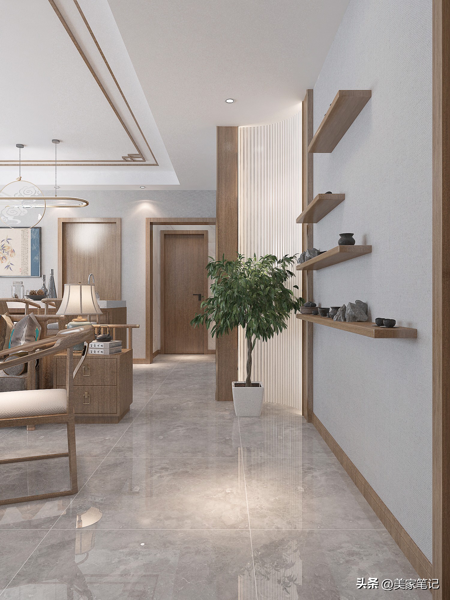 90平米原木玄关效果图,原木风格治愈系玄关