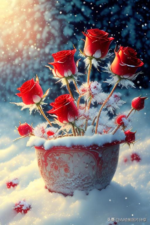 ai绘画花的图片,ai绘画雪地玫瑰花教程