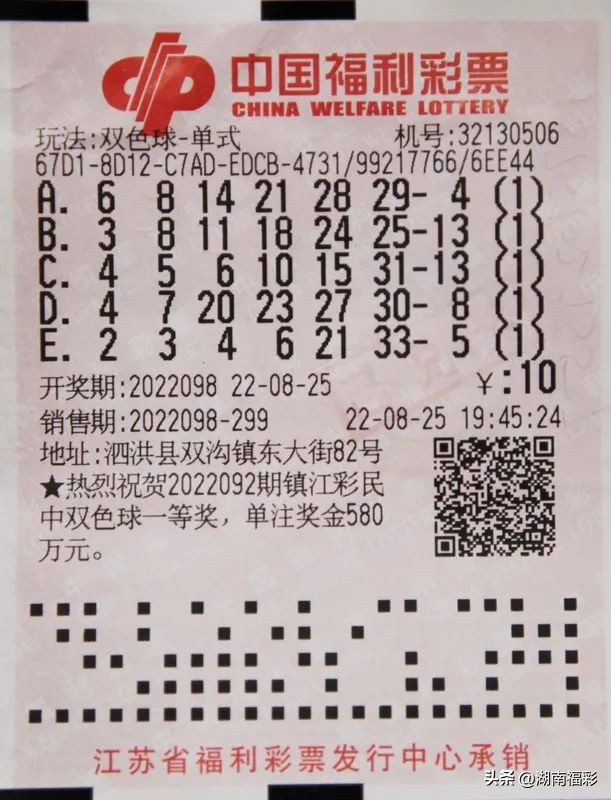 中奖喜报|10元机选！620万元不是梦！江苏彩民中得双色球一等奖620万元