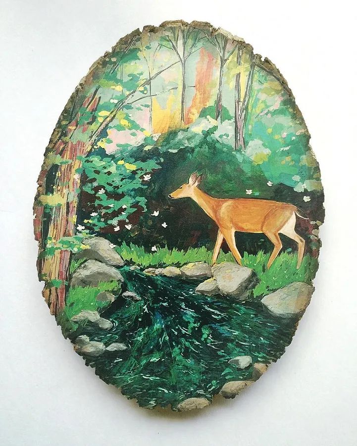 绘画风景中的山水,石头上画风景画简单