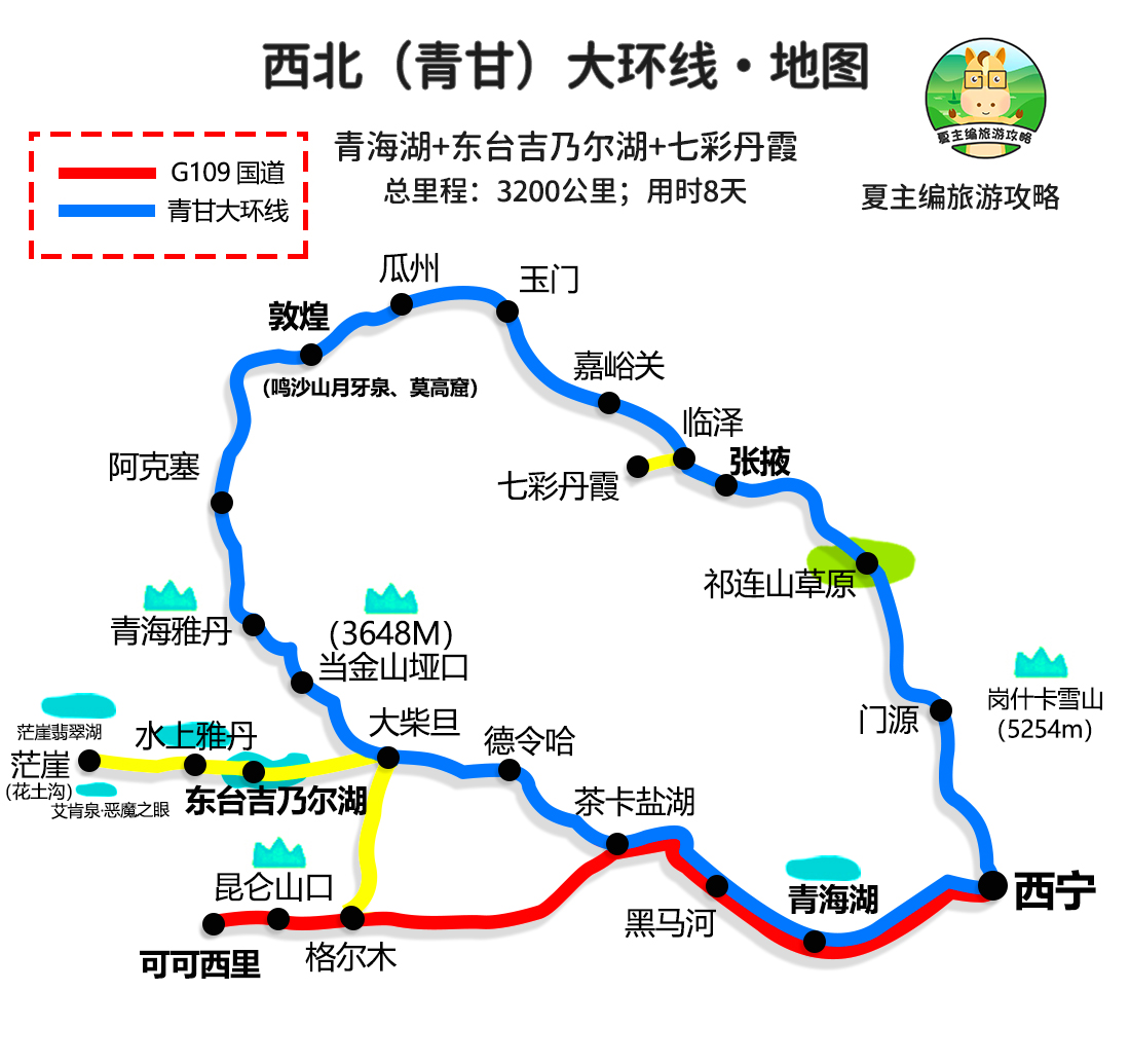 青海甘肃旅游攻略线路图最新版,青海河西走廊自驾游