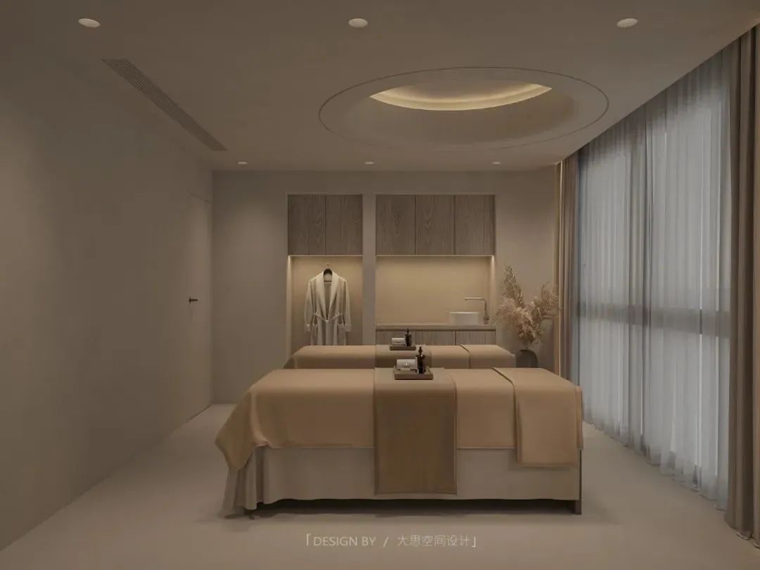 法式奶油风格美容院装修效果图,法式奶油风装修美容院