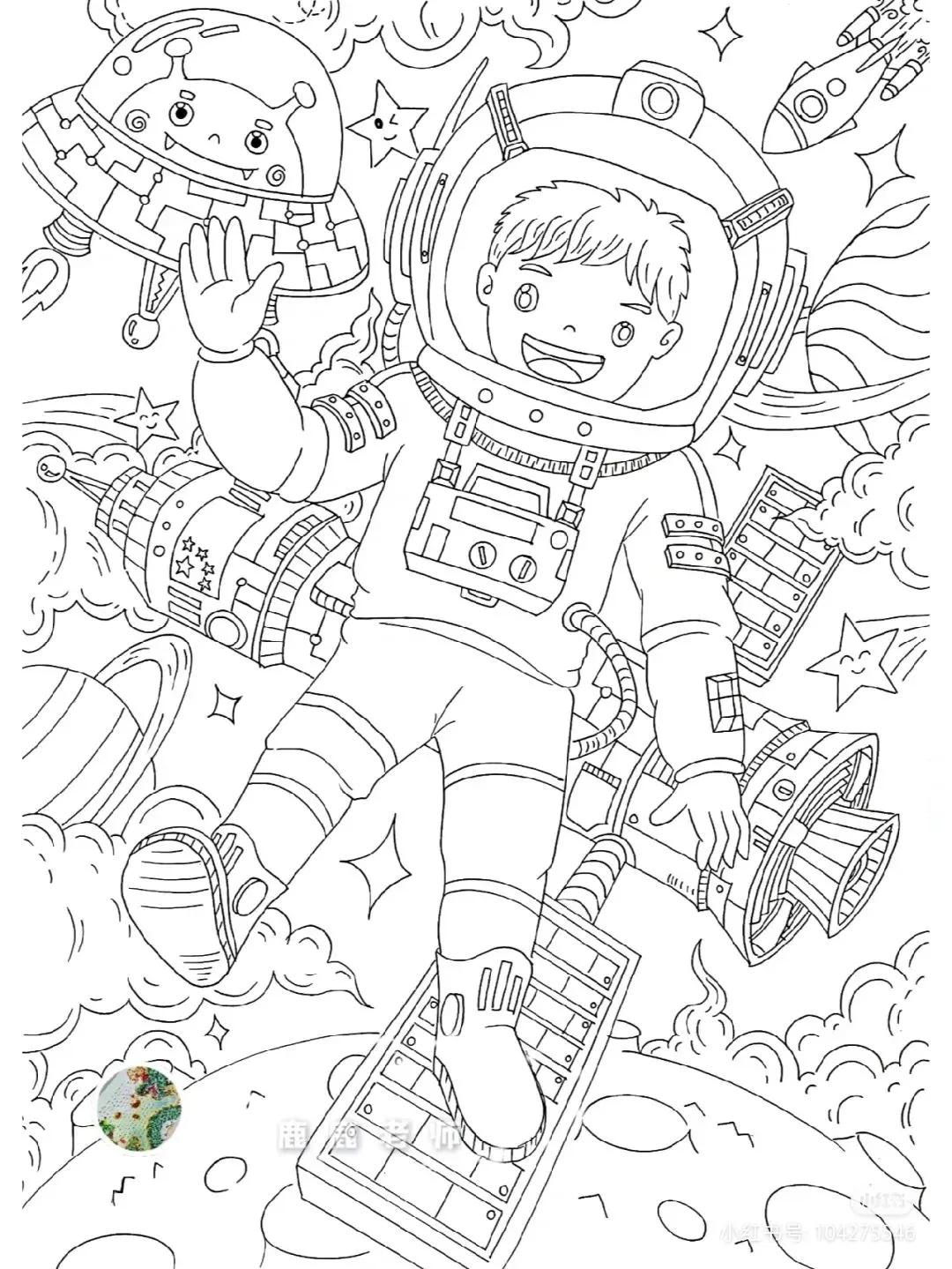 关于中国航天科技创新的绘画,描绘中国航天未来发展绘画