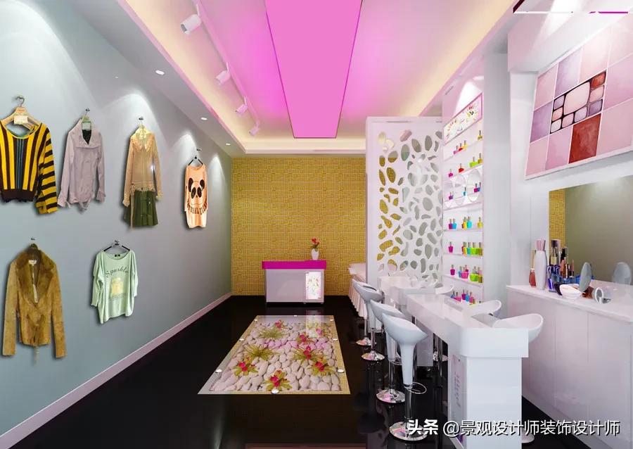 美甲店橱窗设计图片,80平米美甲店设计风格