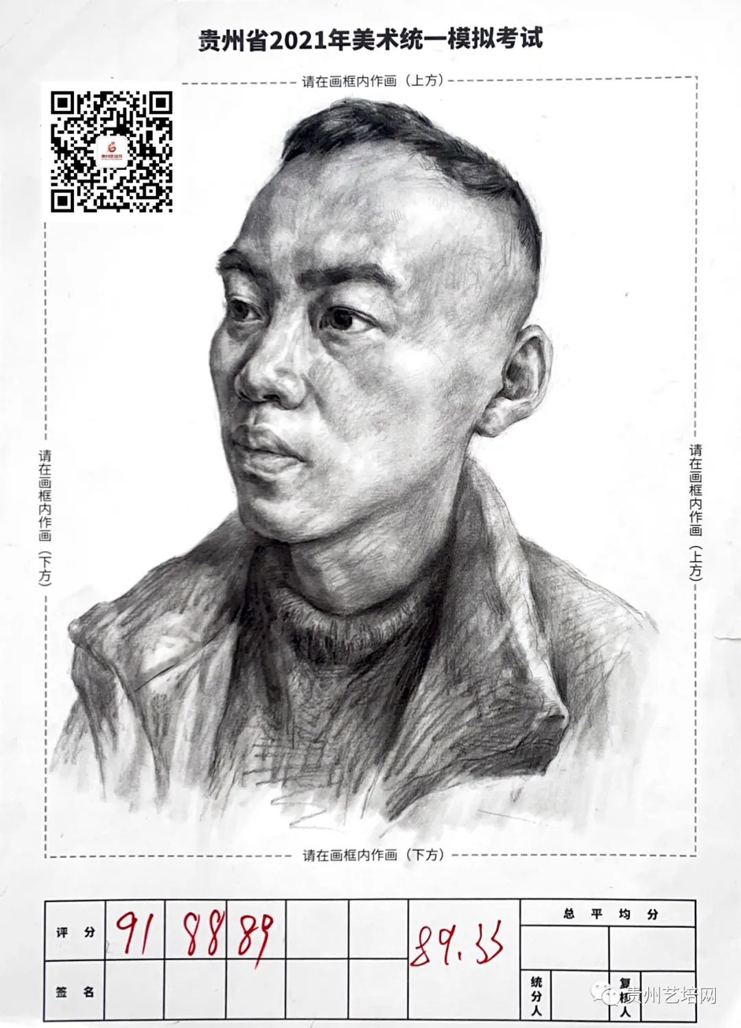 万人联考一模2024素描高分,一模静物素描高分卷