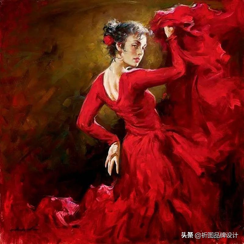 奔放狂野的舞者被安德鲁用画笔表现出来，腰窝突显的美背人体油画