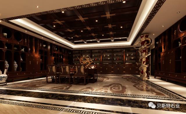 中式大理石造型效果图,奢石大理石效果图