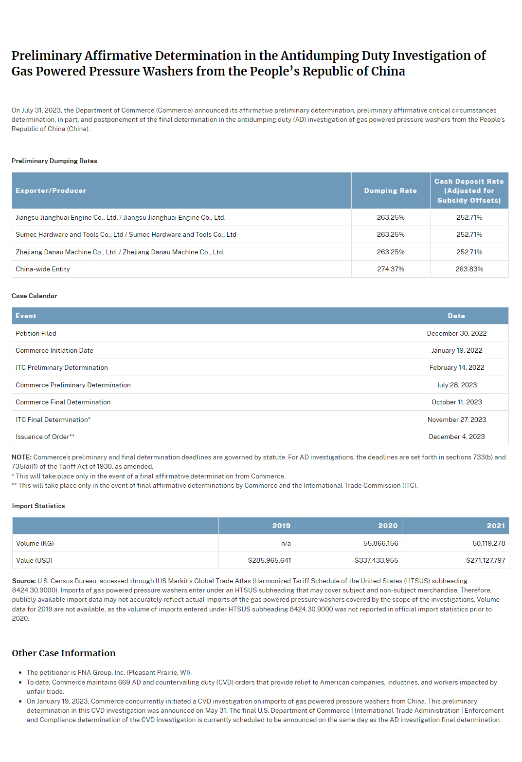 出口美国清洗机遭遇反倾销,美国反倾销高压清洗机