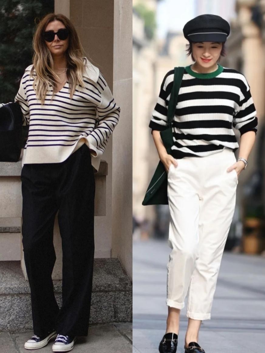 经典条纹衫的三种搭配,条纹衫怎么穿好看