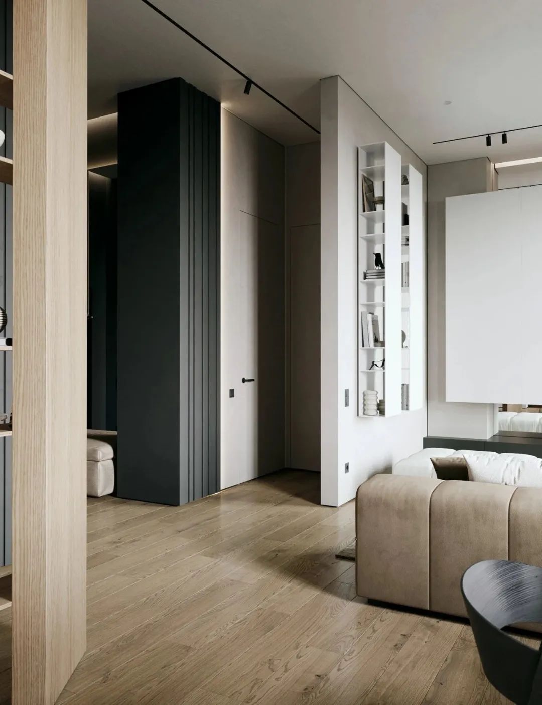 极简黑白灰搭配原木色,原木高级灰简约风