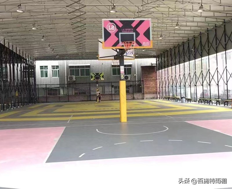 篮球场收缩棚,徐州篮球场电动推拉棚多少钱