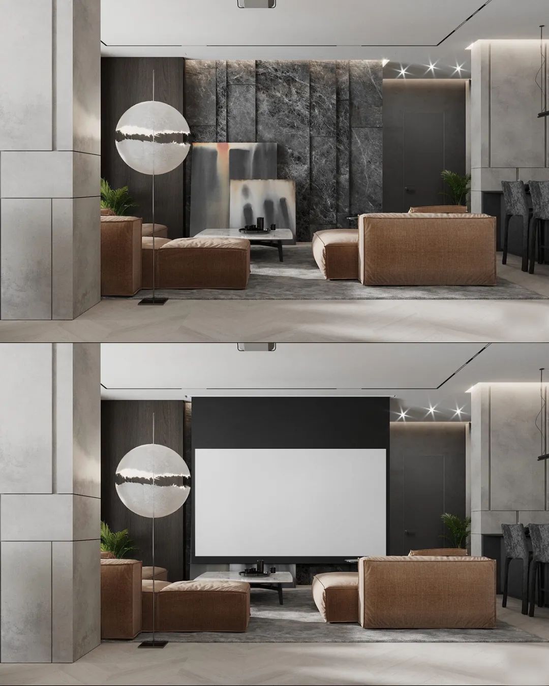 客厅背景墙收纳柜投影仪,50平米投影仪装修效果图大全