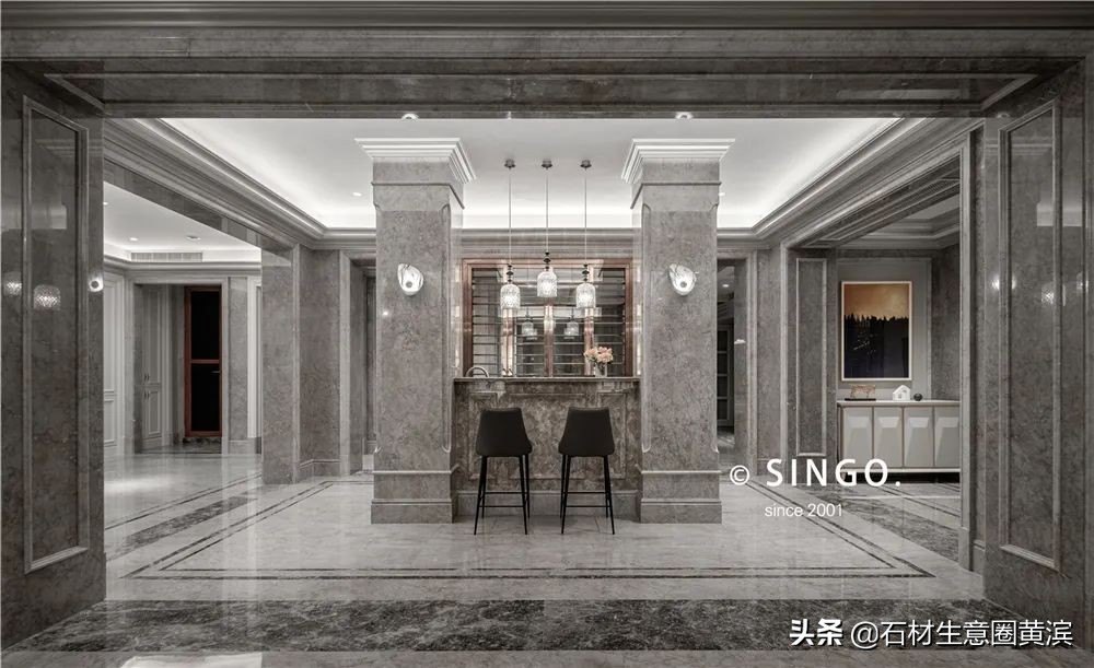 法式轻奢别墅大理石什么颜色好看,大理石法式轻奢