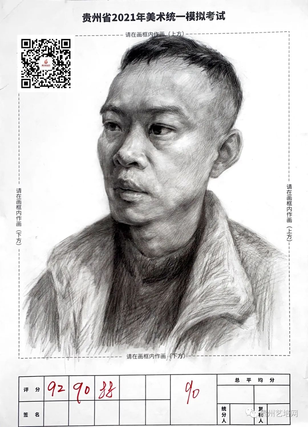 万人联考一模2024素描高分,一模静物素描高分卷