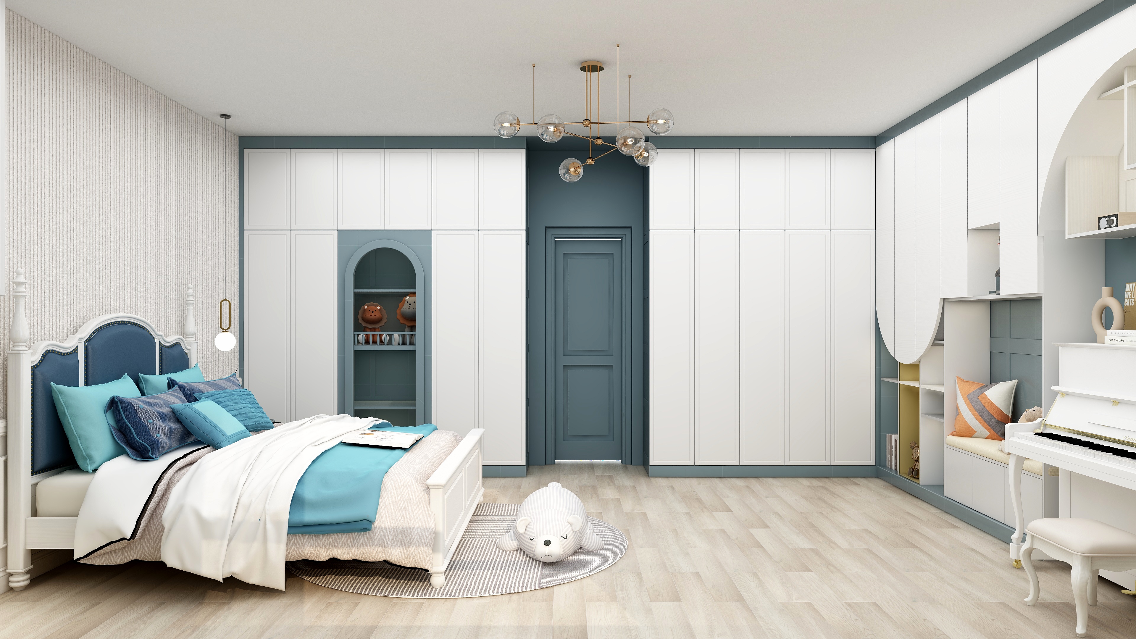 儿童房书柜装修效果图简欧风格,崇川区简欧风格儿童房效果图