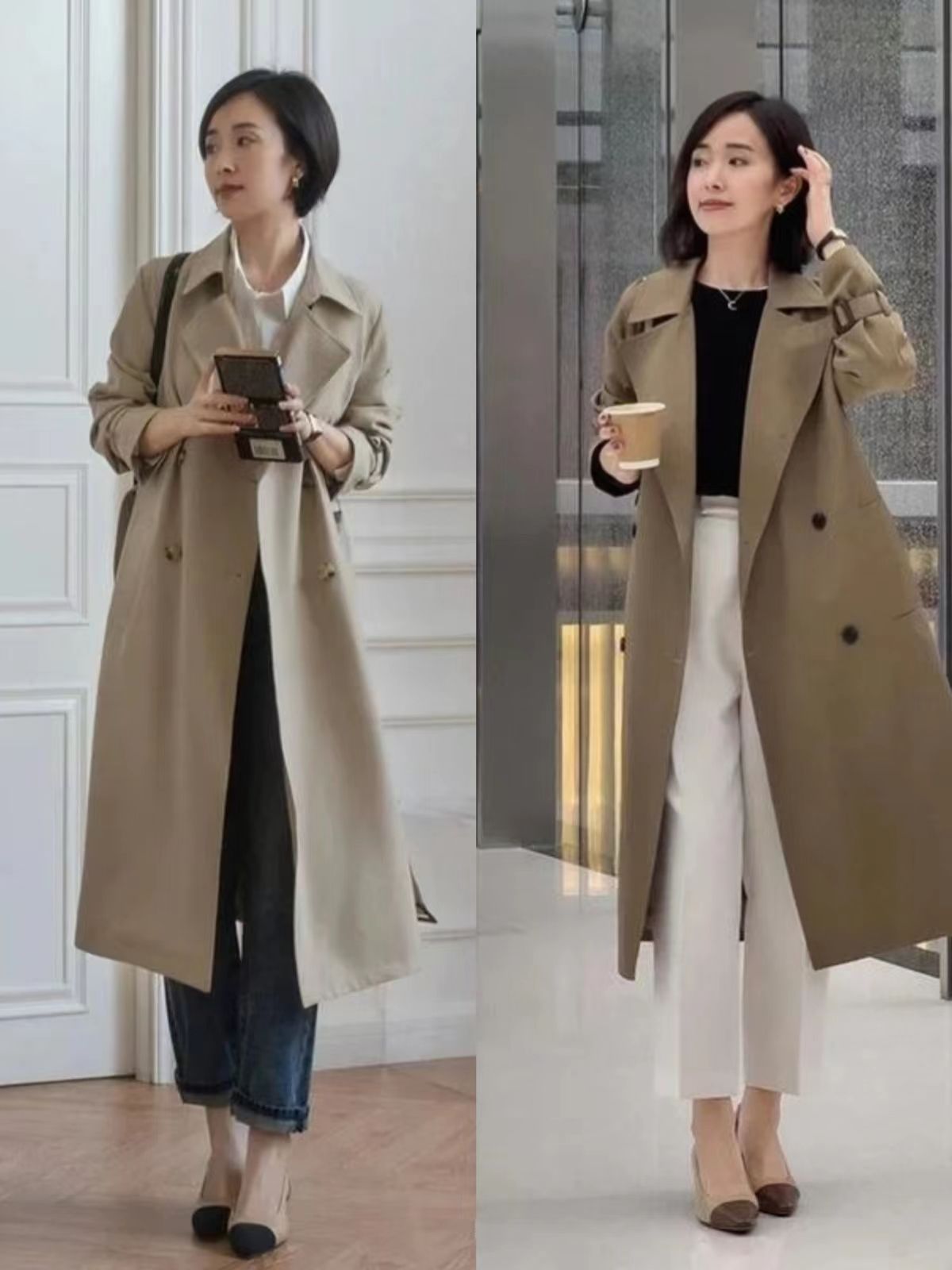 风衣穿搭女秋季搭配百褶裙,秋季风衣御姐风穿搭