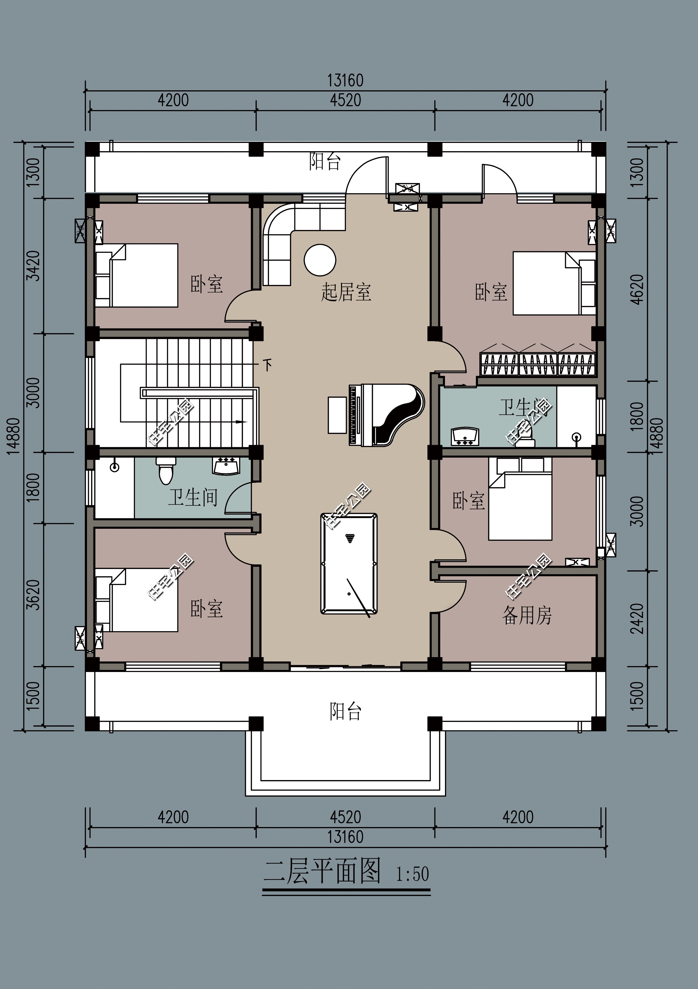 农村自建房二层对称小别墅外观图,开间12.8进深9.9二层别墅怎么设计