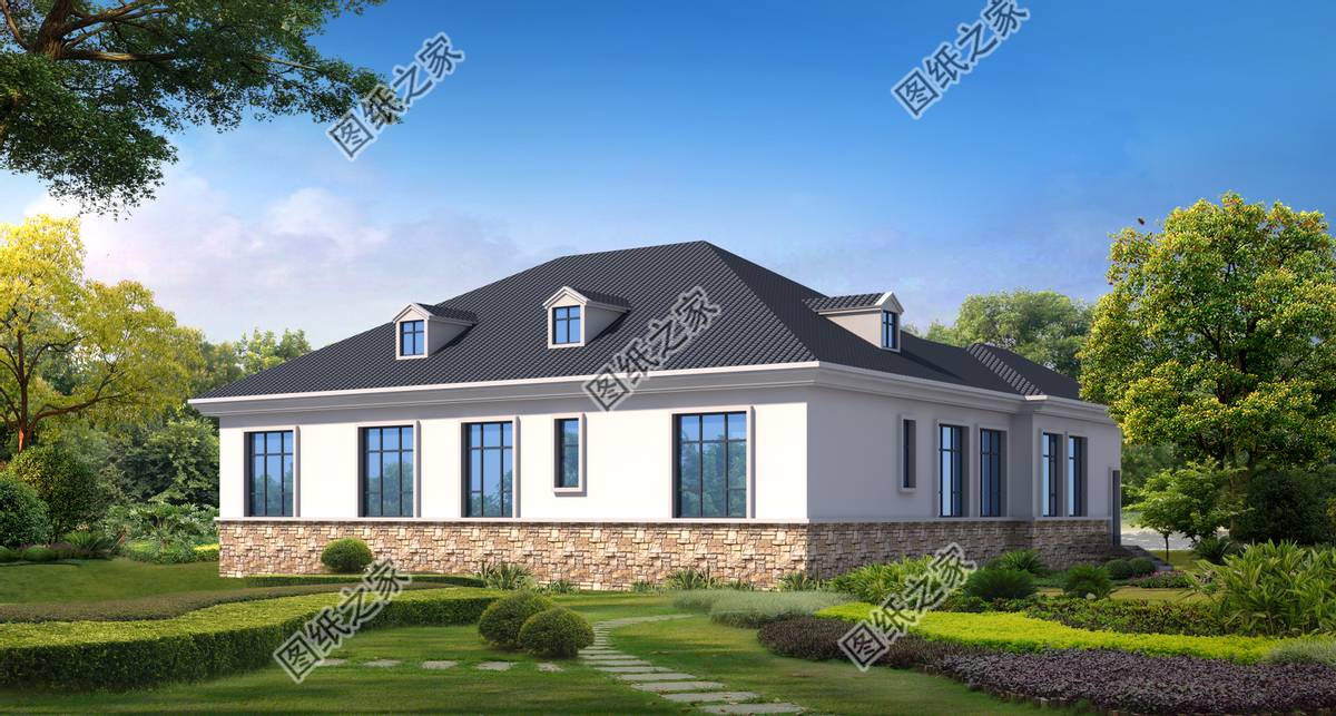 农村一层别墅不含厨房设计,七字型一层别墅厨房独立