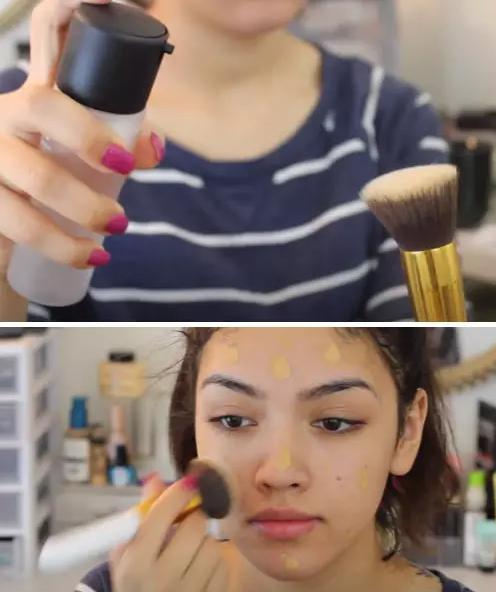 用刷子涂粉底液的正确方法,用手涂抹粉底液教程