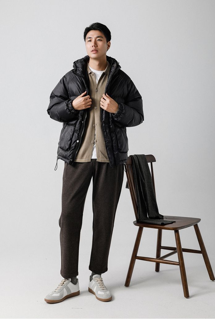 羽绒服普通人vs时髦精穿搭,宽松日系羽绒服男装搭配