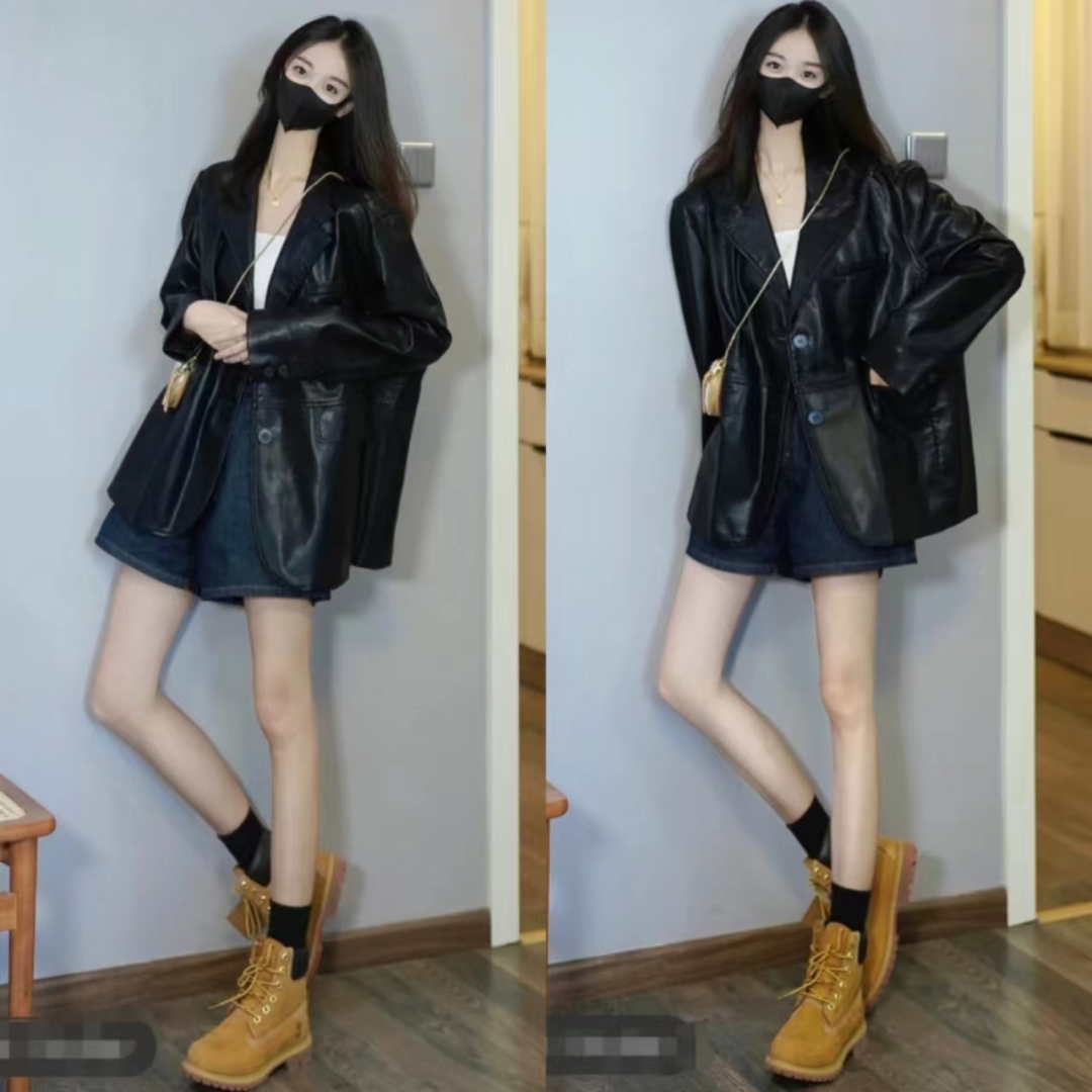 冬季黑色皮衣穿搭图片大全男,洋气黑色皮衣套装10岁