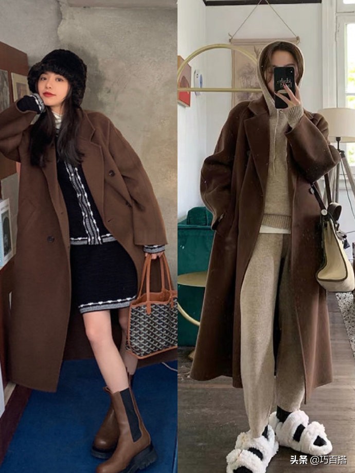 驼色长款大衣的各种搭配,驼色大衣的搭配推荐图片