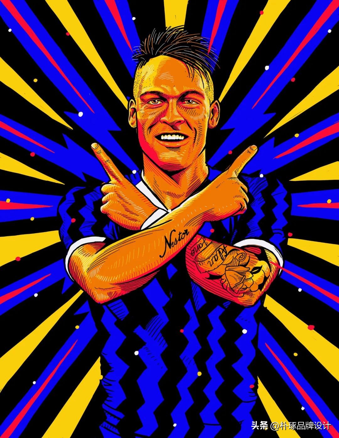 足球运动员手绘图,足球运动员海报设计