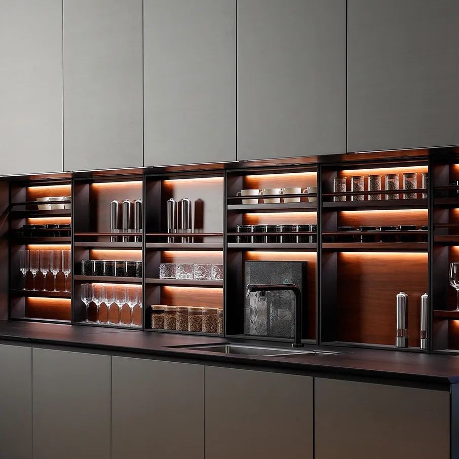 博洛尼浅灰色橱柜,博洛尼橱柜定制轻奢